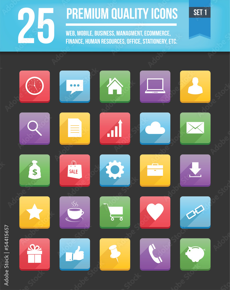 Poster modern universal vector icons for web and mobile set 1