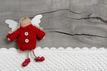 Schutzengel in Rot  - Glückwünsche Weihnachten oder Geburtstag