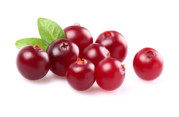 Ripe cranberry with leaf
