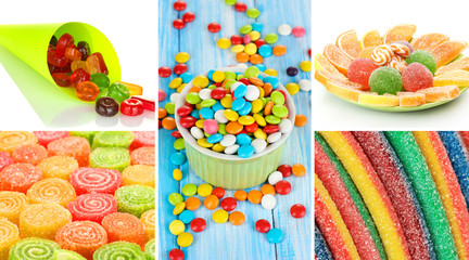 Collage of colorful candies