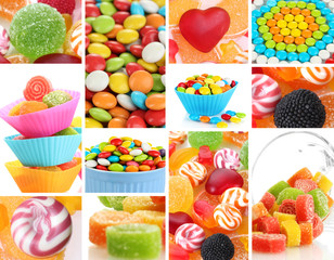 Collage of colorful candies