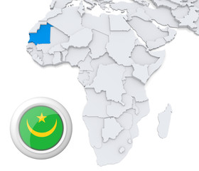 Mauritania on Africa map