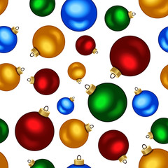Seamless background with colorful Christmas balls. Vector.