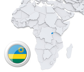 Rwanda on Africa map