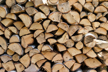 Pile of wood logs ready for winter