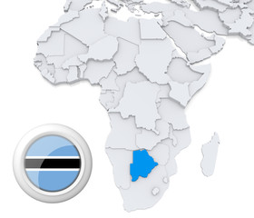 Botswana on Africa map