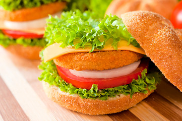 Fried fish burger