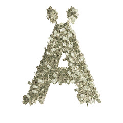 Buchstabe Ä gebildet aus Dollar Banknoten 