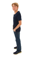 Fototapeta premium Smiling happy handsome caucasian teen male with clipping path.