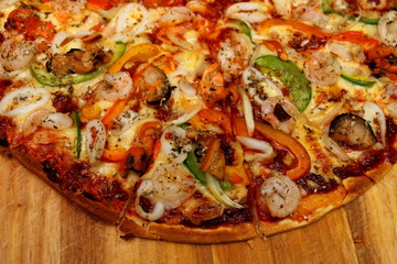 Traditional italian seafood pizza