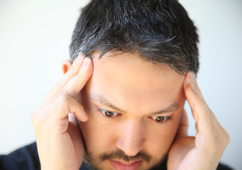 Fototapeta premium temple headache pain in young man