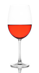 Red wine glass isolated on white