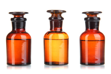 Medicine bottles isolated on white