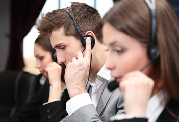 Call center operators at work.