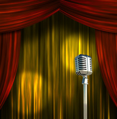 Classic Microphone with Colorful Curtains