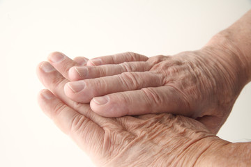 closeup view of a senior man's aging hands