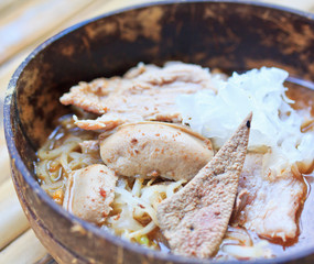 Thai spicy noodle in coconut shell