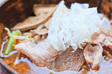 Thai spicy noodle in coconut shell