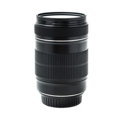 Zoom lens with filter stayed on white background