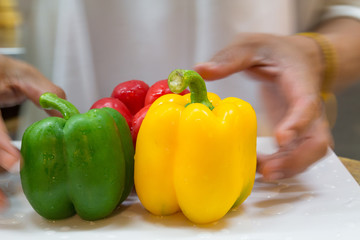 Three bell peppers