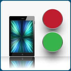 smartphone with paper tags