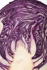 Obraz premium Red Cabbage cross section on White Background