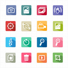 Flat icons photo camera function and white background