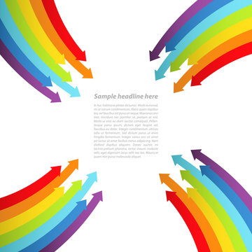 Background with rainbow lines with arrows. Vector.