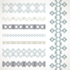 Set of seamless borders. Vector ethnic ornaments.