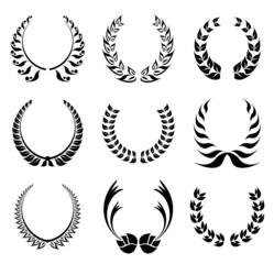 Laurel wreath symbol set