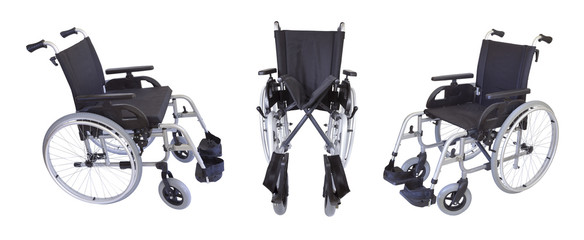 Three views of the wheelchair isolated on white