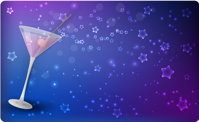 Martini on night background with stars