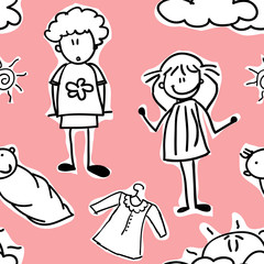Happy family Seamless Pattern