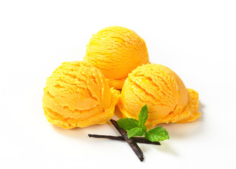 Scoops of yellow ice cream