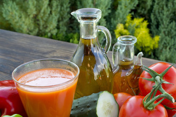 vegetables, olive oil and vinegar