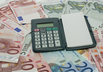 euro money paper and calculator