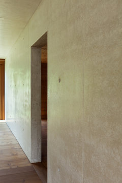 new apartment in cement and wood,view concrete wall