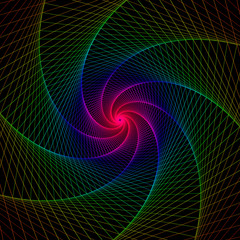 abstract rainbow background with lines on black background