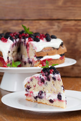 Mulberry and red currant cake