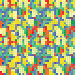 Vintage colored square tiles vector seamless pattern, modern sty