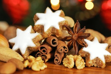 Christmas cookies, spices and nuts