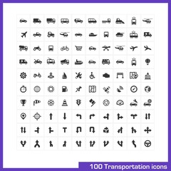 Fototapeta na wymiar 100 transportation icons set.