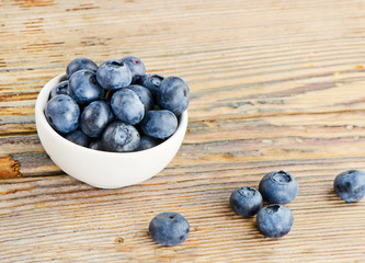 Blueberries on wooden table