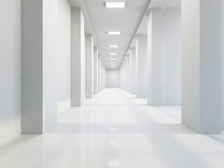 The empty long corridor