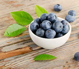 Blueberries on wooden table