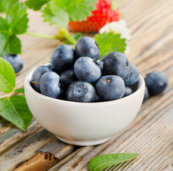 Blueberries on wooden table