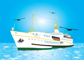 Istanbul Ferry vector illustration