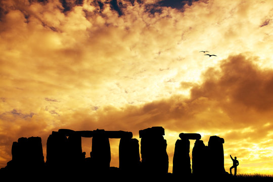 Stonehenge silhouette at sunset