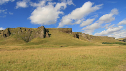 Fototapeta na wymiar Kirkjubaejarklaustur hills