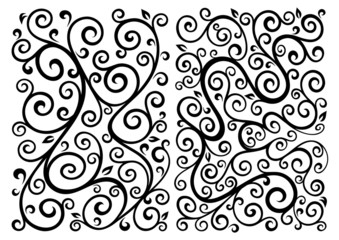 Set of two vector floral illustrations.